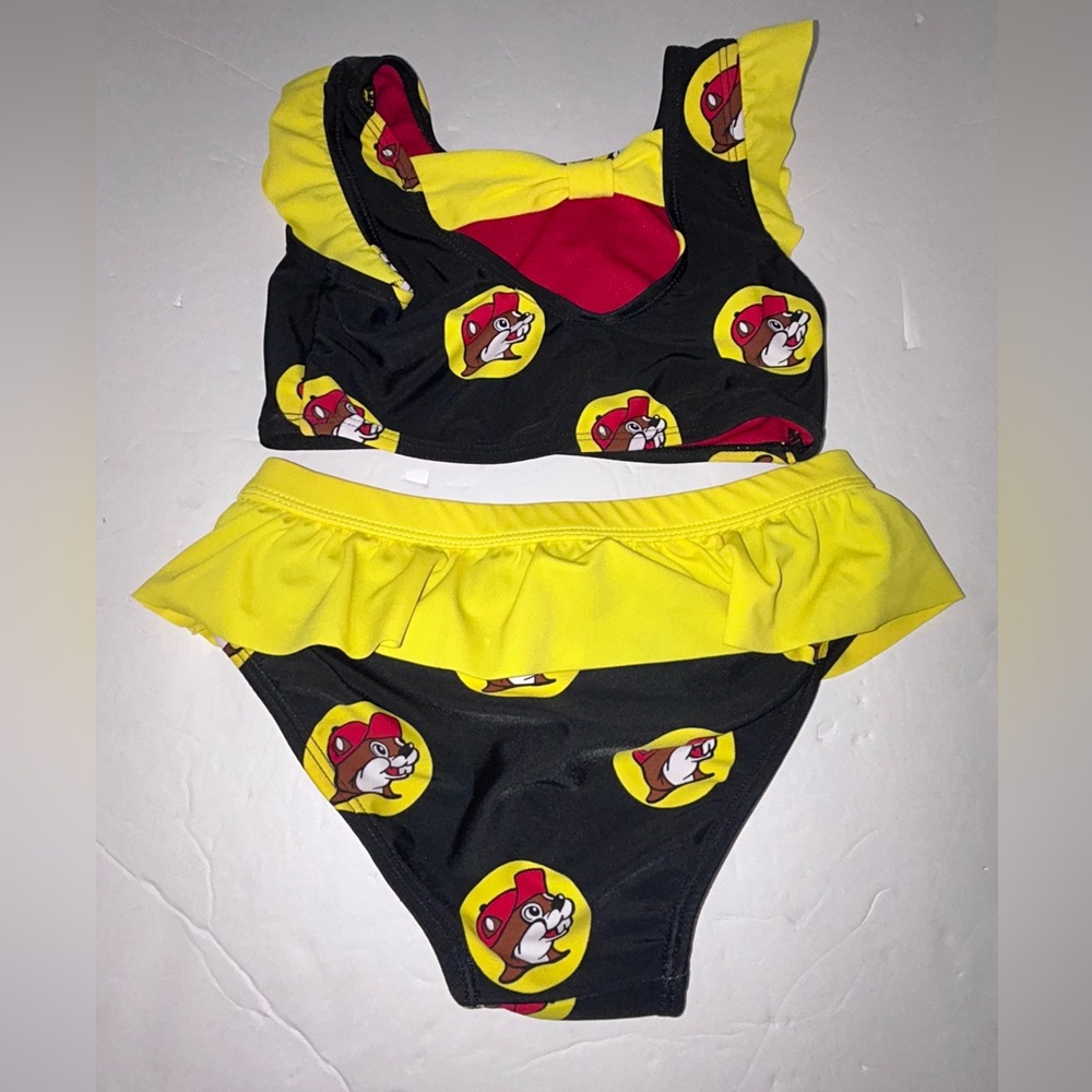 Buc-ee’s toddler size 3T black red yellow 2 piece bikini - Picture 2 of 5